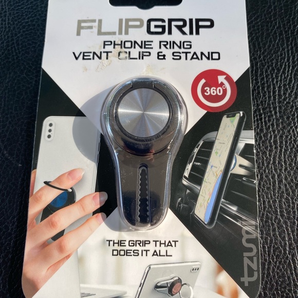 FLIPGRIP Phone Ring Vent Clip & Stand w/360 Degree Rotation! Slim Design 7351GRN - Picture 2 of 3